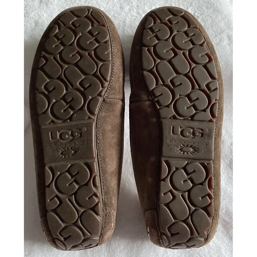 UGG‎ Ascot Moccasin Slipper Men's Sz 9 Brown Suede Shearling Slip-on Grandpacore